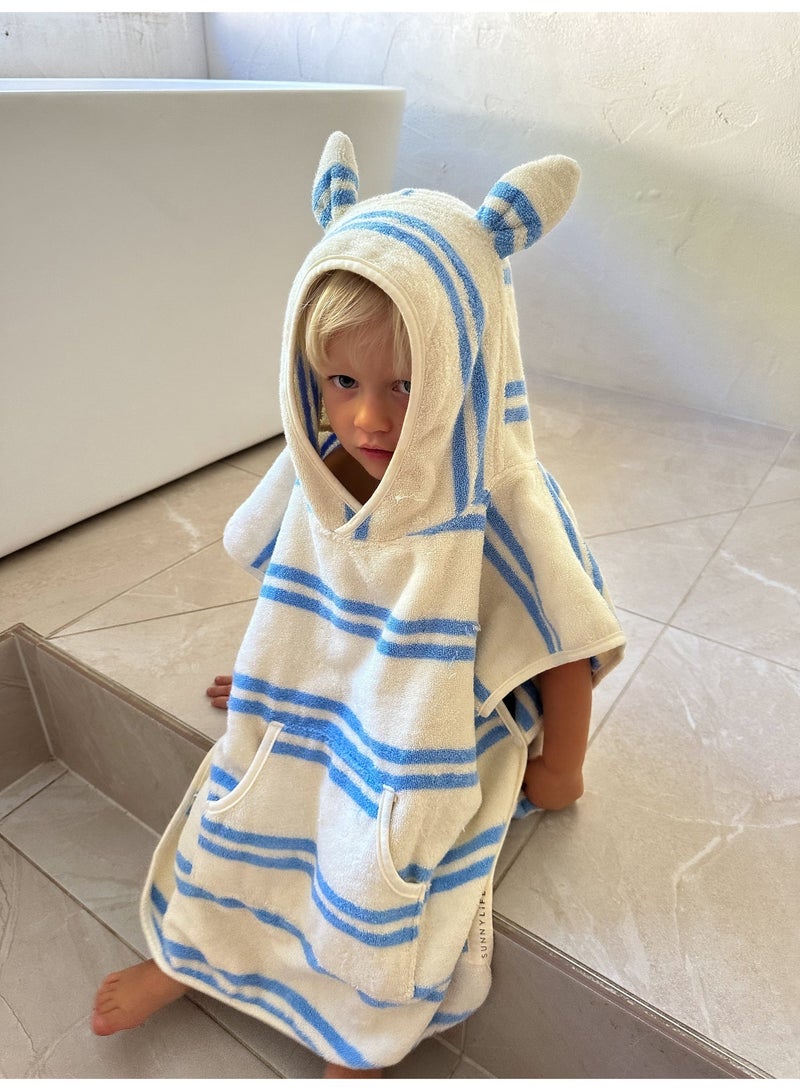 Sunnylife Kids Hooded Towel for Toddlers – Sammy the Seagull Blue Stripe, Soft & Absorbent Bath, Beach & Swimming Towel for Boys & Girls - Image 3